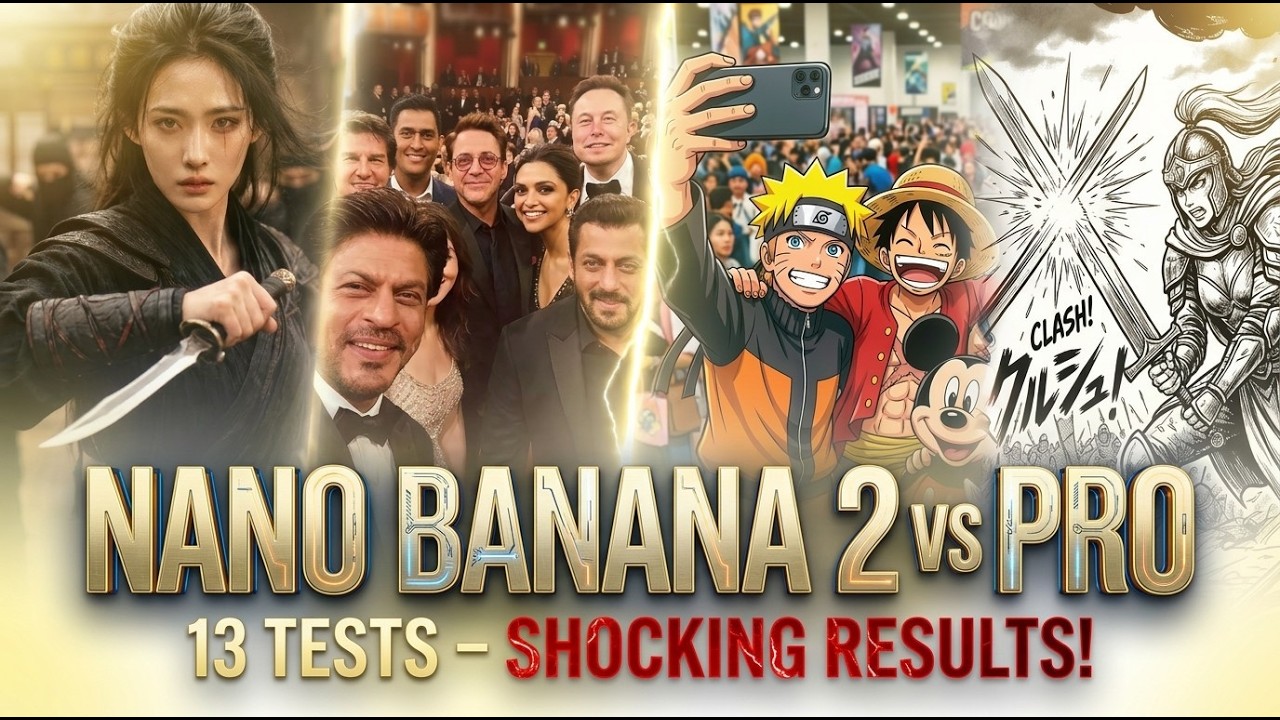 I Tested Nano Banana 2 vs Pro (13 BRUTAL Tests) 🤯 The Winner is FREE!