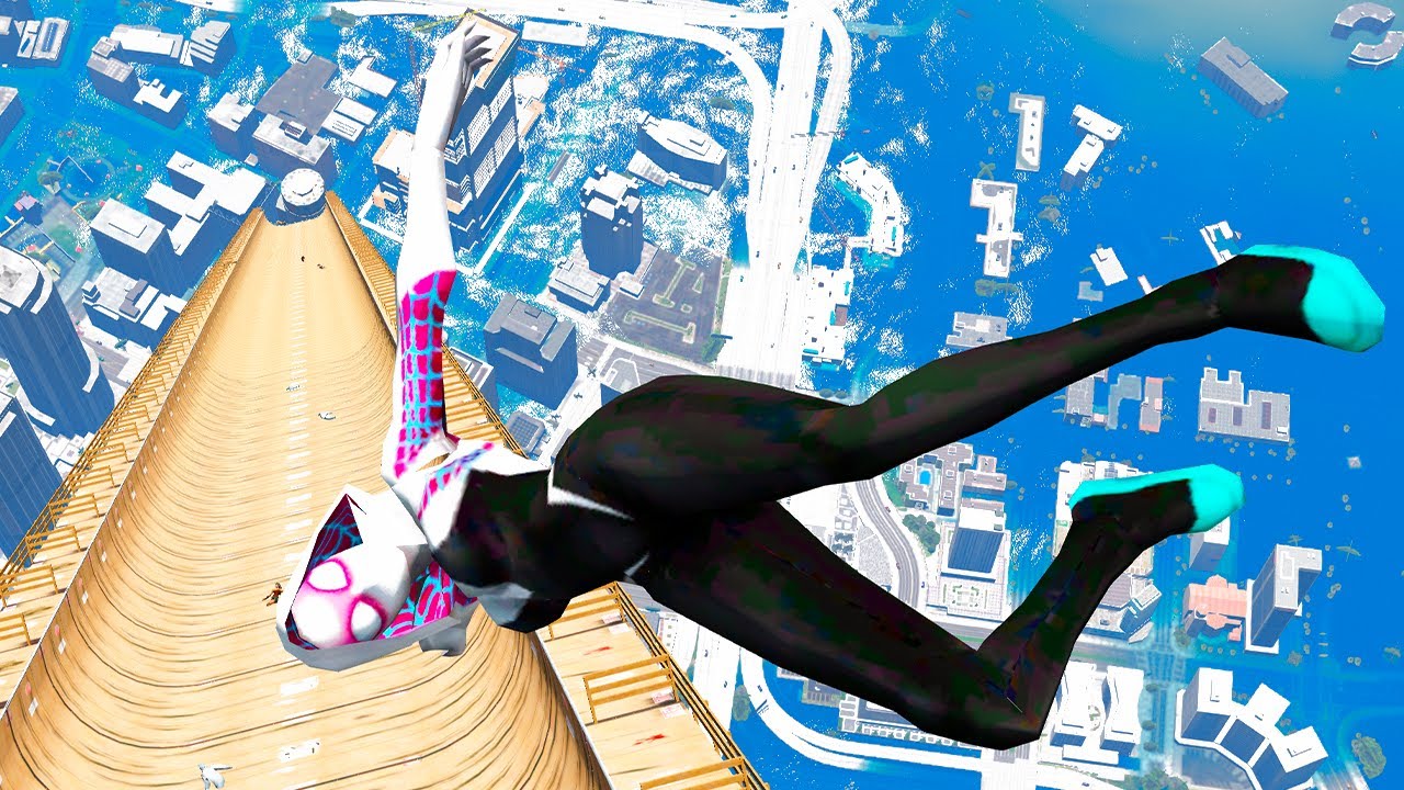 GTA 5 Crazy Stunt Water Ragdolls Spider-Gwen #1 (Euphoria/Physics)