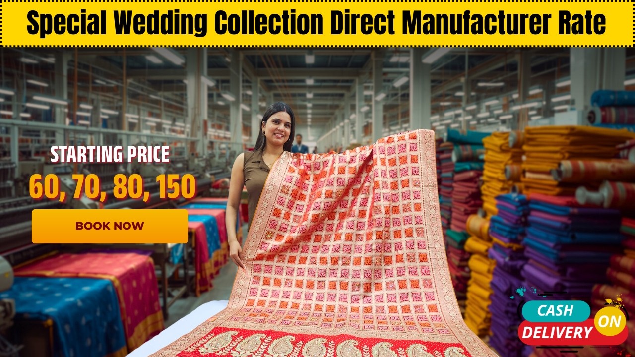 ₹60, ₹70, ₹80 Se Banarasi Silk Saree 😱 | New Trending Wedding Collection 2026 | Surat