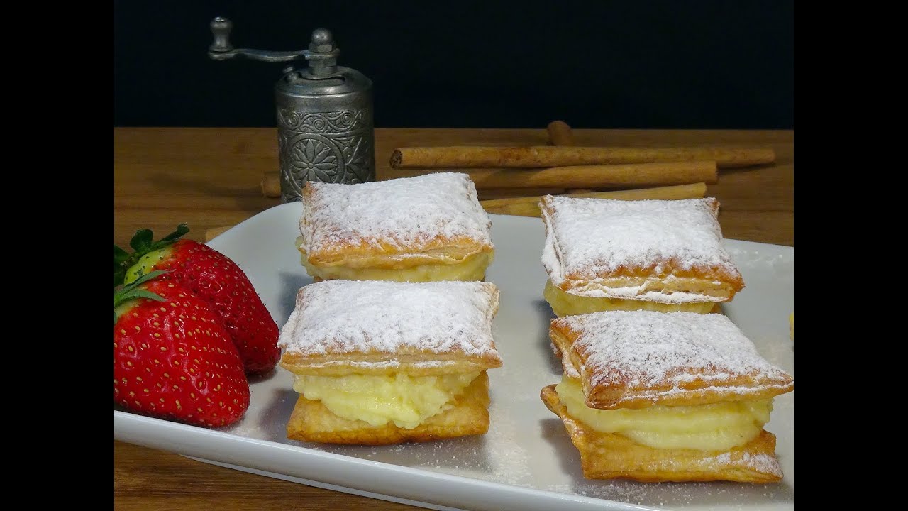 Receta Pastelitos de hojaldre con crema (Miguelitos) - Recetas paso a paso. Loli Domínguez