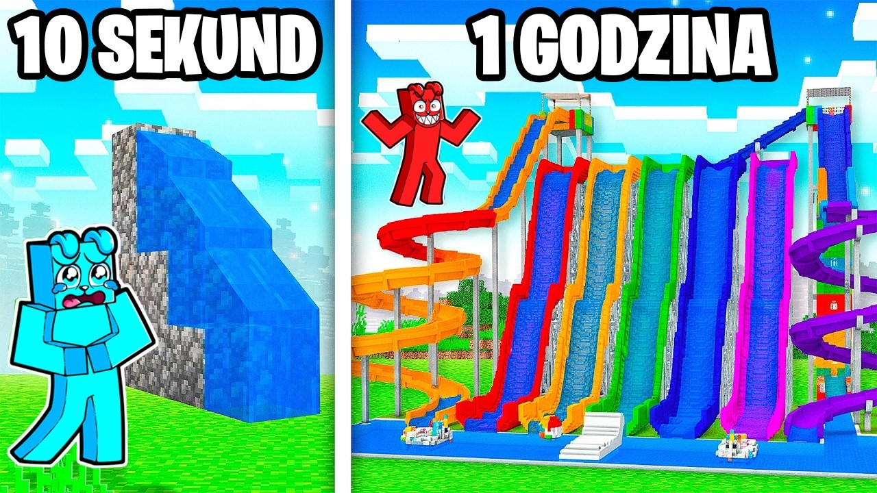 10 SEKUND vs 1 GODZINA BUDOWA PARKU WODNEGO w Minecraft!