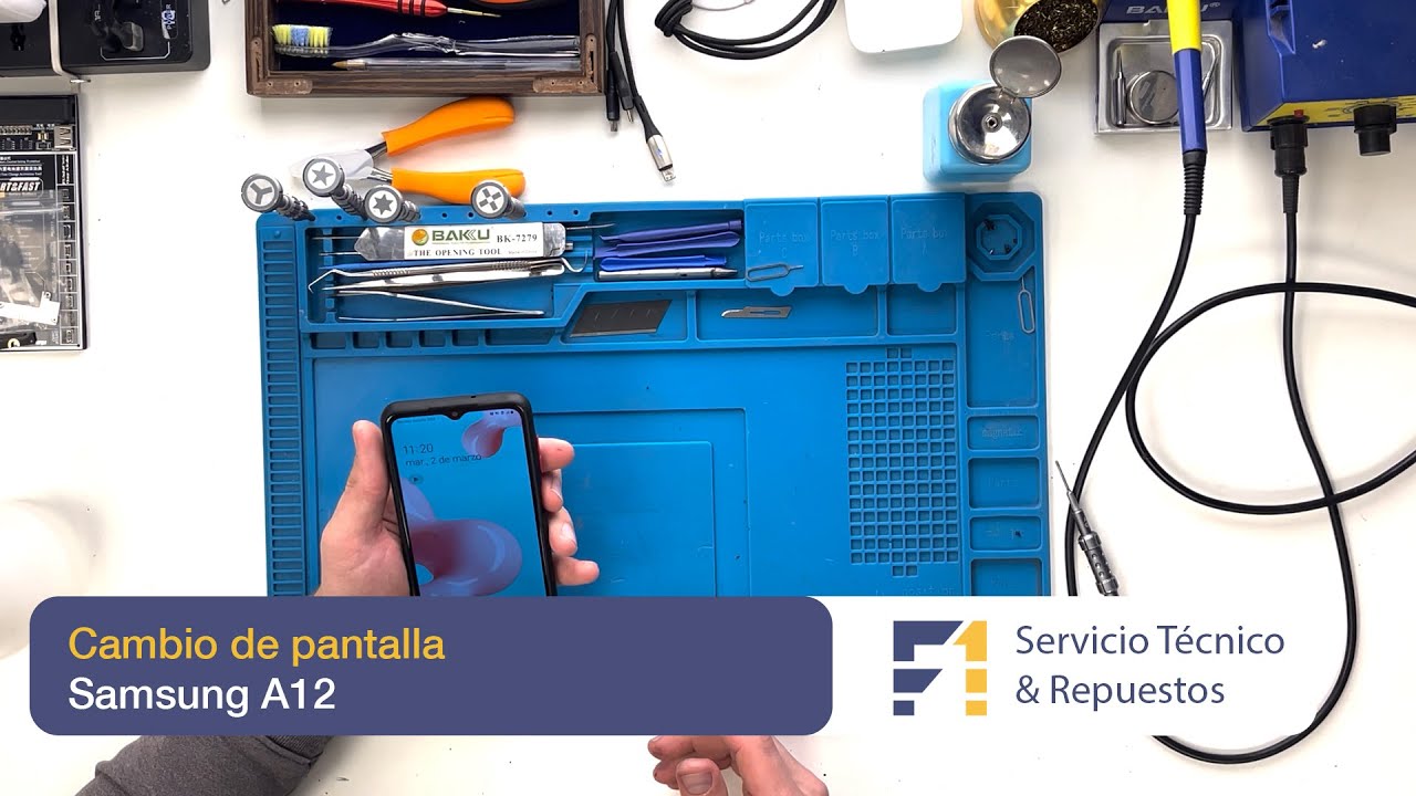 Reparación de Samsung A12. Cambio de pantalla para Samsung A12. F1 Servicio Técnico Talca.