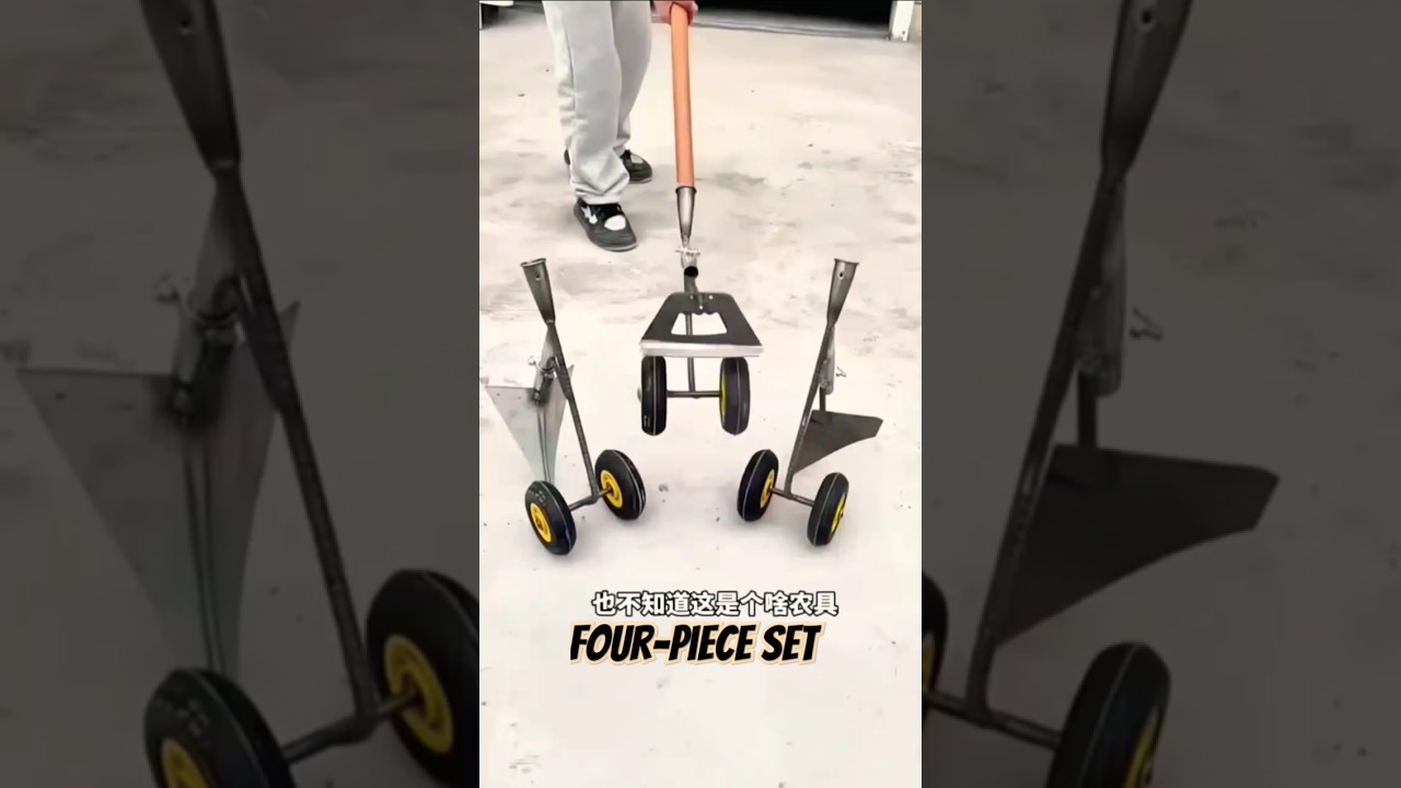 Three-in-one furrowing & weeding double-wheeled booster tool weeding hoe shovel plowing #trending