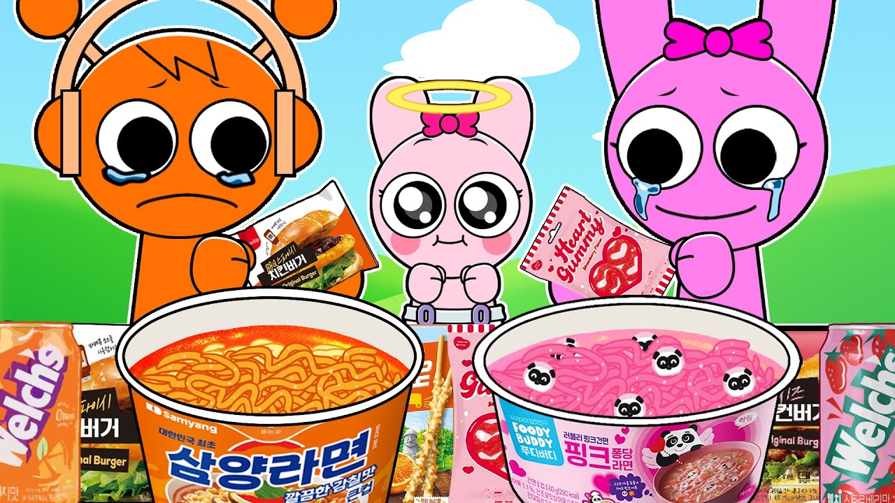 R.I.P BABY PINKI... Incredibox Sprunki - Convenience Store ORANGE PINK MUKBANG | ASMR | Animation