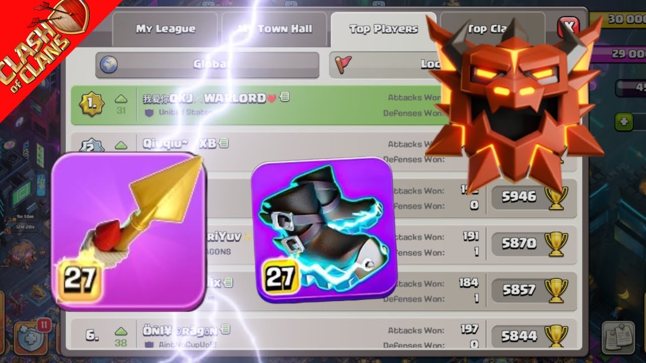 Top legend league attacks with root riders | reset global rank #622 @ClashOfClans 