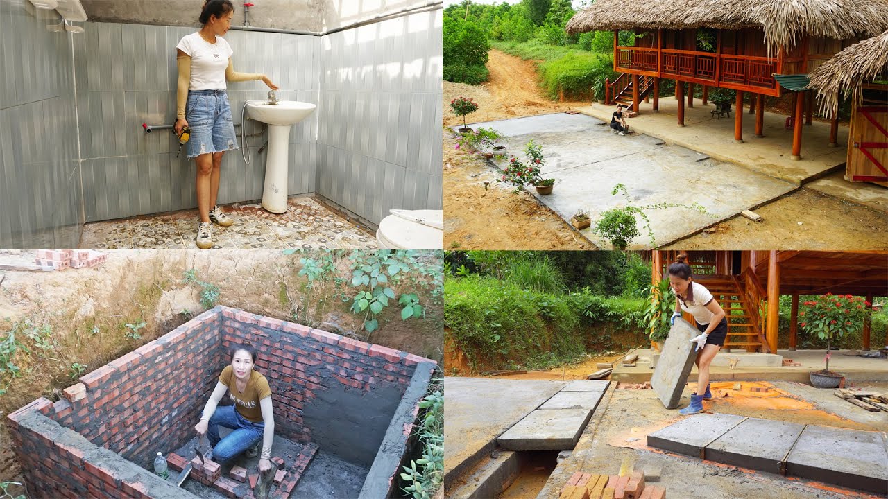 TIMELAPSE: START to FINISH BUILD LOG CABIN - 30 Days Building Toilet (WC) System & Front Yard