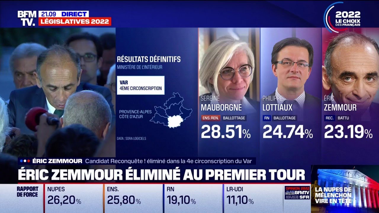 Le discours d'&Eacute;ric Zemmour &agrave; l'issue du premier tour des &eacute;lections l&eacute;gislatives