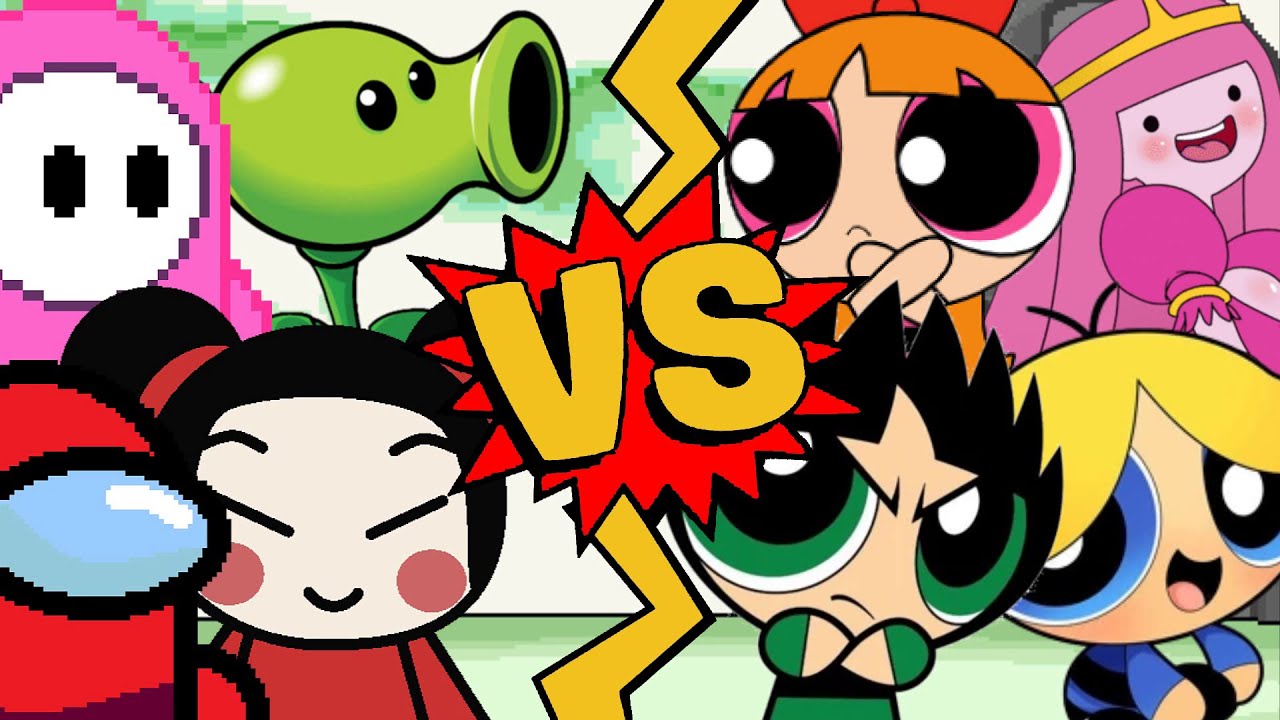 M.U.G.E.N Battles | Pucca/Fall Guy/Peashooter/Crewmate vs Boomer/Butch/Blossom/Bubblegum