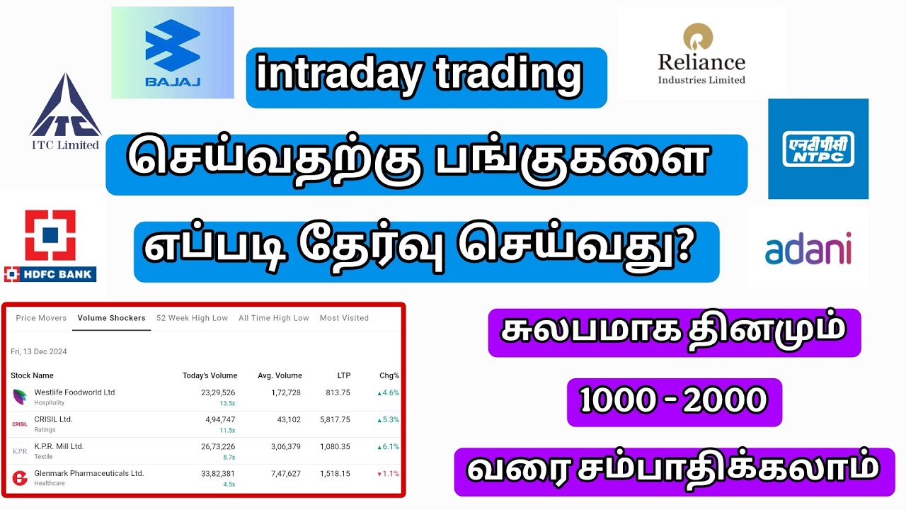 How to select stocks for intraday trading in tamil 2024 | basics of intraday stock selection tamil