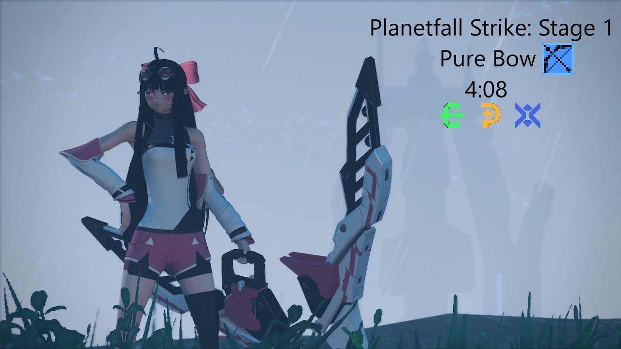 PSO2NGS: Planetfall Strike Stage 1-5 Pure Bow | 星崩の猛攻 Stage 1-5 弓のみ (4:08)