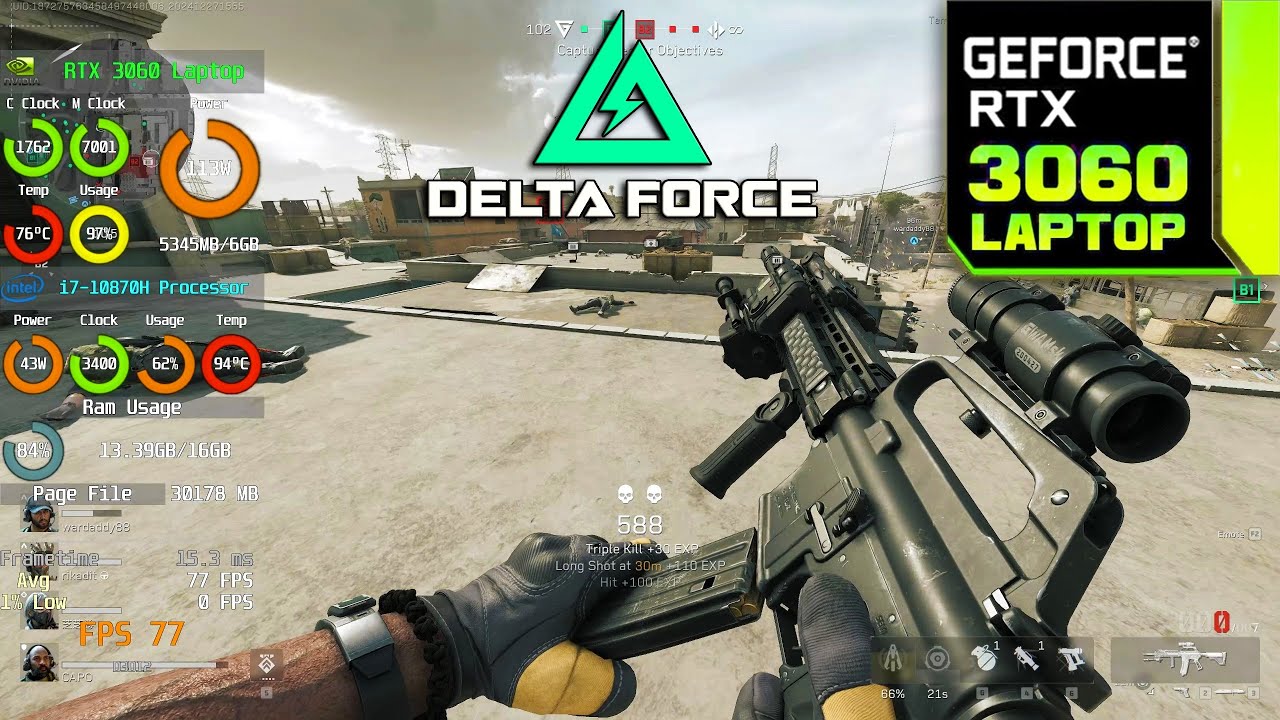 Delta Force | RTX 3060 Laptop 130W + i7-10870H | 4K, 1440P, 1080P | Benchmarks