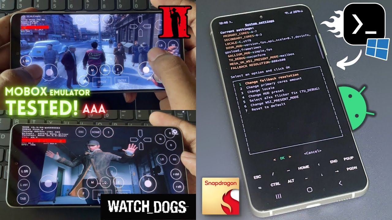 MOBOX PC Emulator Android - Watch Dogs/Mafia 2 Gameplay Test!
