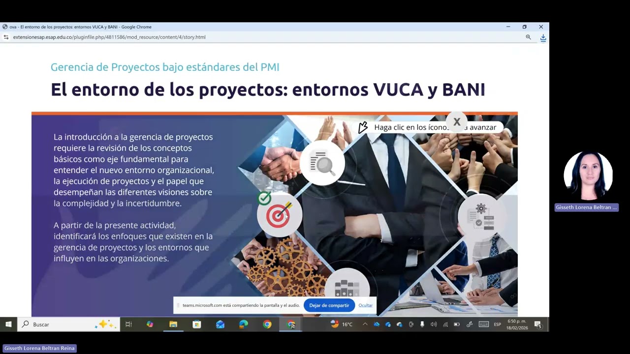 Explicación uso de la plataforma Moodle: Curso Gerencia de Proyectos Bajo Estándares del PMI  02-26.