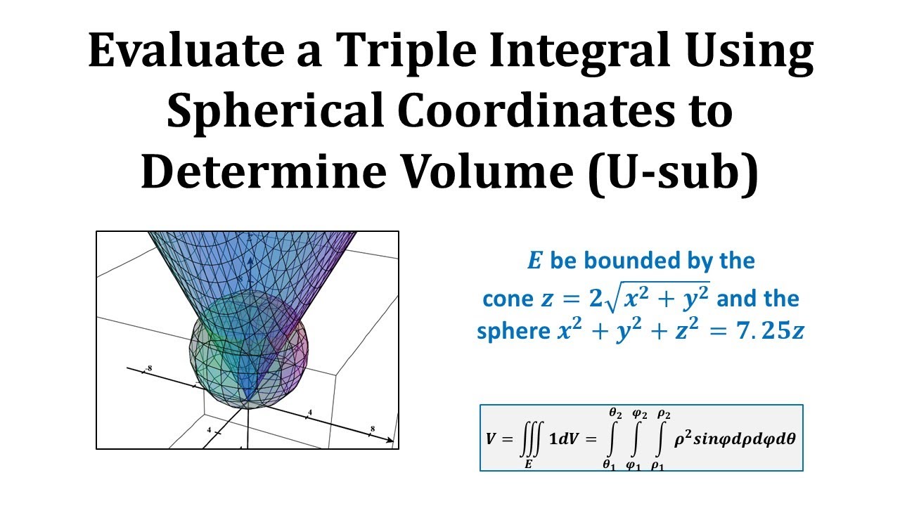 Evaluate a Triple Integral Using Spherical Coordinates to Determine Volume (U-sub)