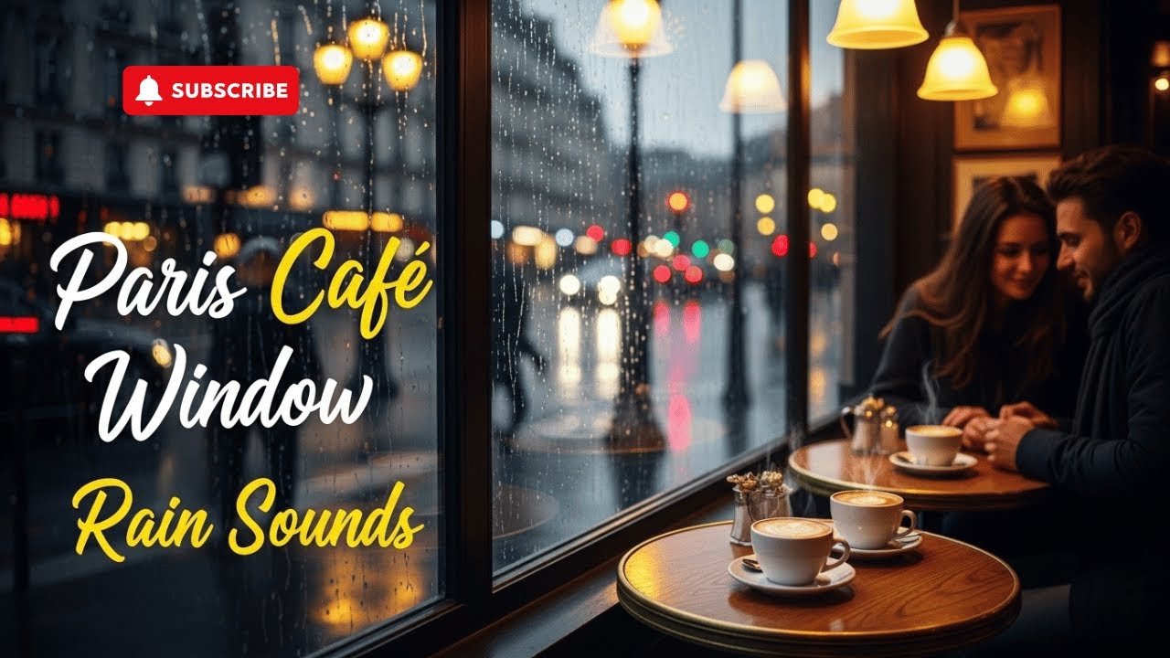 Paris Café Window Rain Sounds ☕️ | Ambient French Jazz for Focus