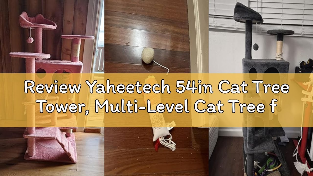 Review Yaheetech 54in Cat Tree Tower, Multi-Level Cat Tree for Indoor Cats with Scratching Posts, Da