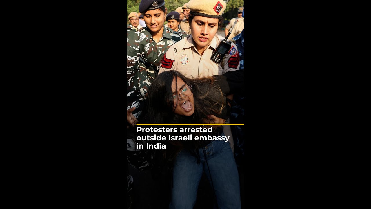 Protesters arrested outside Israeli embassy in India | AJ #shorts
