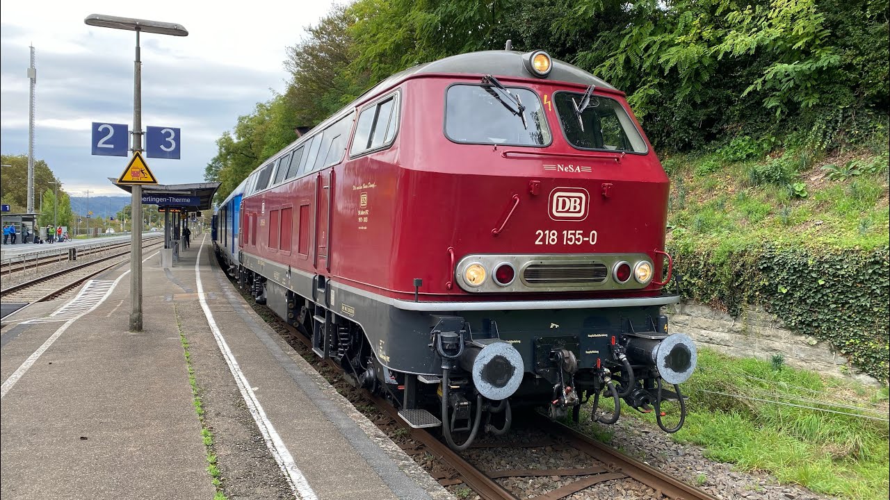 Mit dem SVG FEX mit NeSa Br 218 155 als SVG 90637 von Radolfzell nach Ulm Hbf mit Vmax. 140 km/h