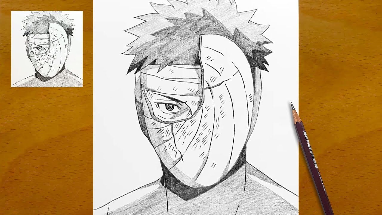 How to Draw Obito Uchiha Step by Step || Obito Mask Sketch || Easy Anime Drawing