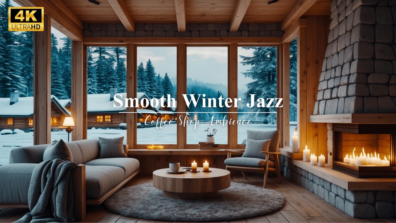 Winter Coffee Shop Tranquility ☕❄️🎹 | Relaxing Piano & Fireplace 🔥✨ for Focus, Study & Calm Vibes