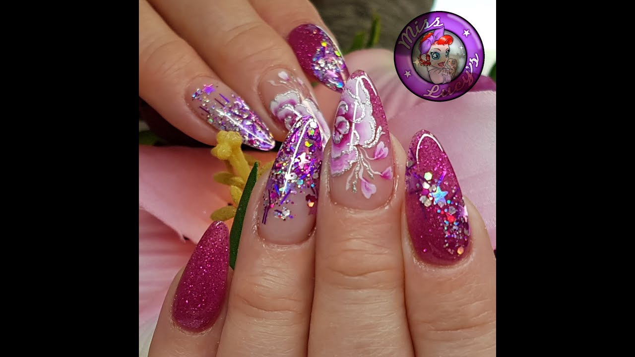Purple and Pink Party Nails