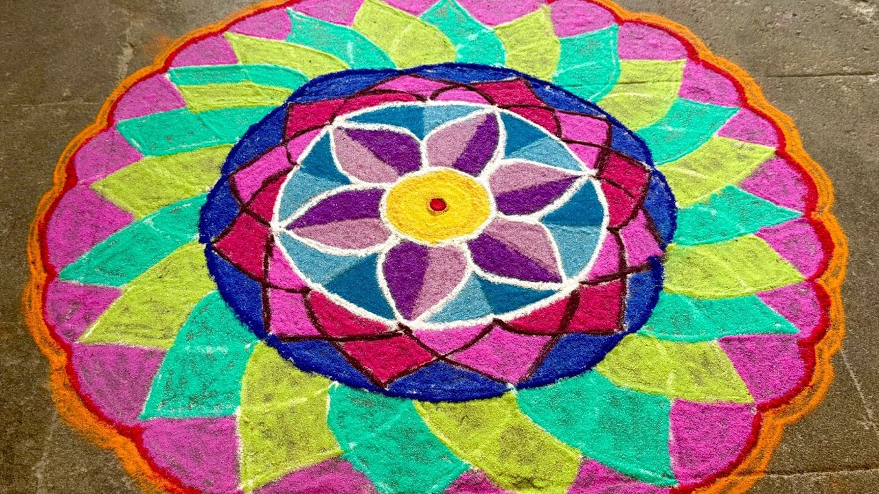 Easy rangoli kolam மார்கழி மாத கோலம் simple kolam design