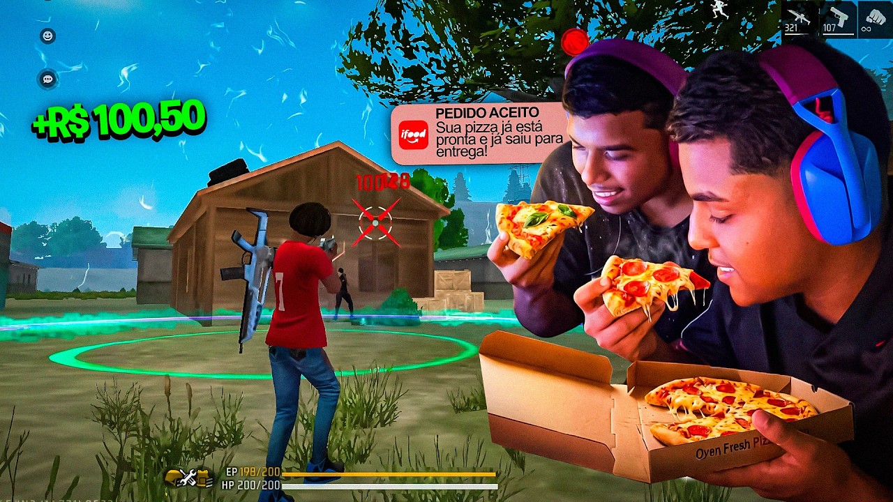 A MELHOR DUPLA EMULADOR JOGANDO APOSTADO ATÉ COMPRAR UMA PIZZA! FREEFIRE