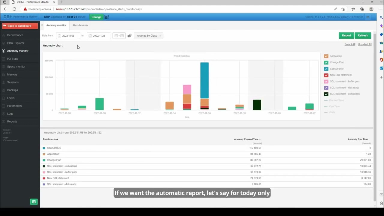 Automatic monitoring and diagnostics of database performance