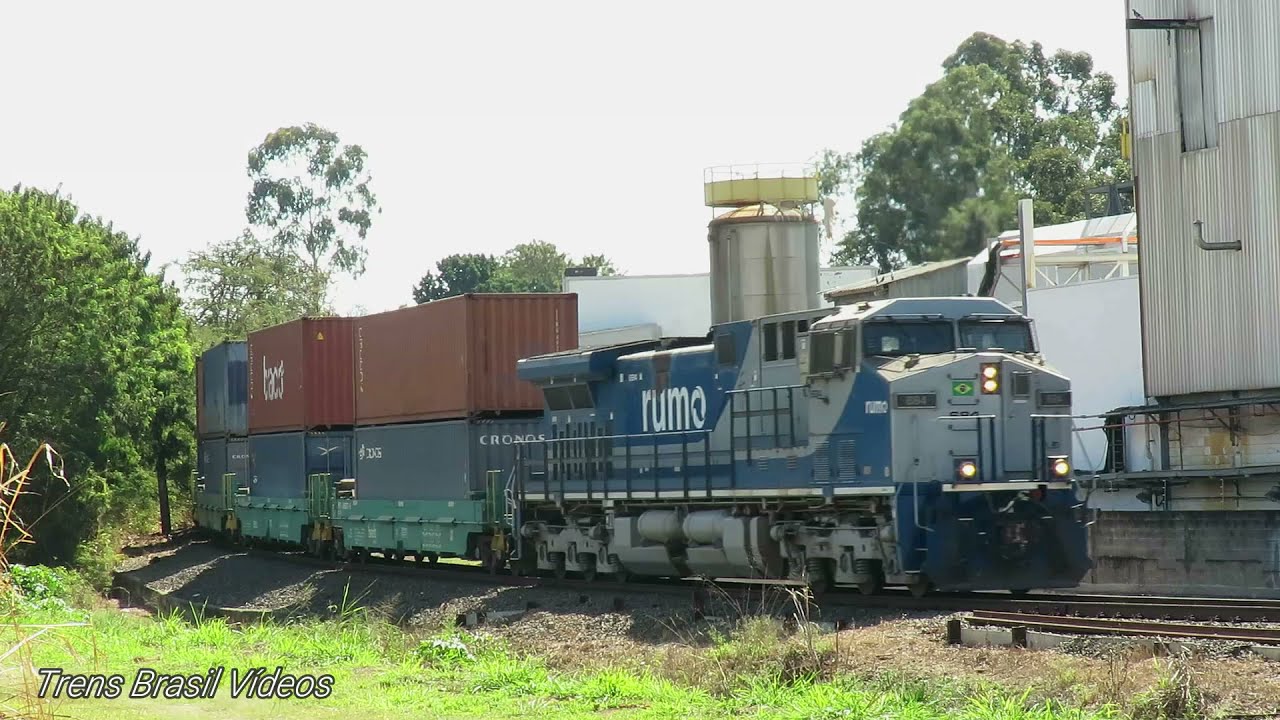 🇧🇷 TREM INTERMODAL Double Stack da Brado Log&iacute;stica, com 148 Cont&ecirc;ineres de 40 p&eacute;s.  |  Limeira SP.