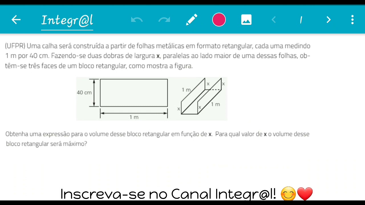 (UFPR) Uma calha será construída a partir de folhas metálicas em formato retangular, cada uma [...]