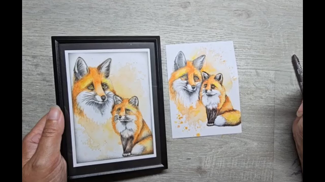 Studio EELZ! - Foxes with Neocolor II watercolors
