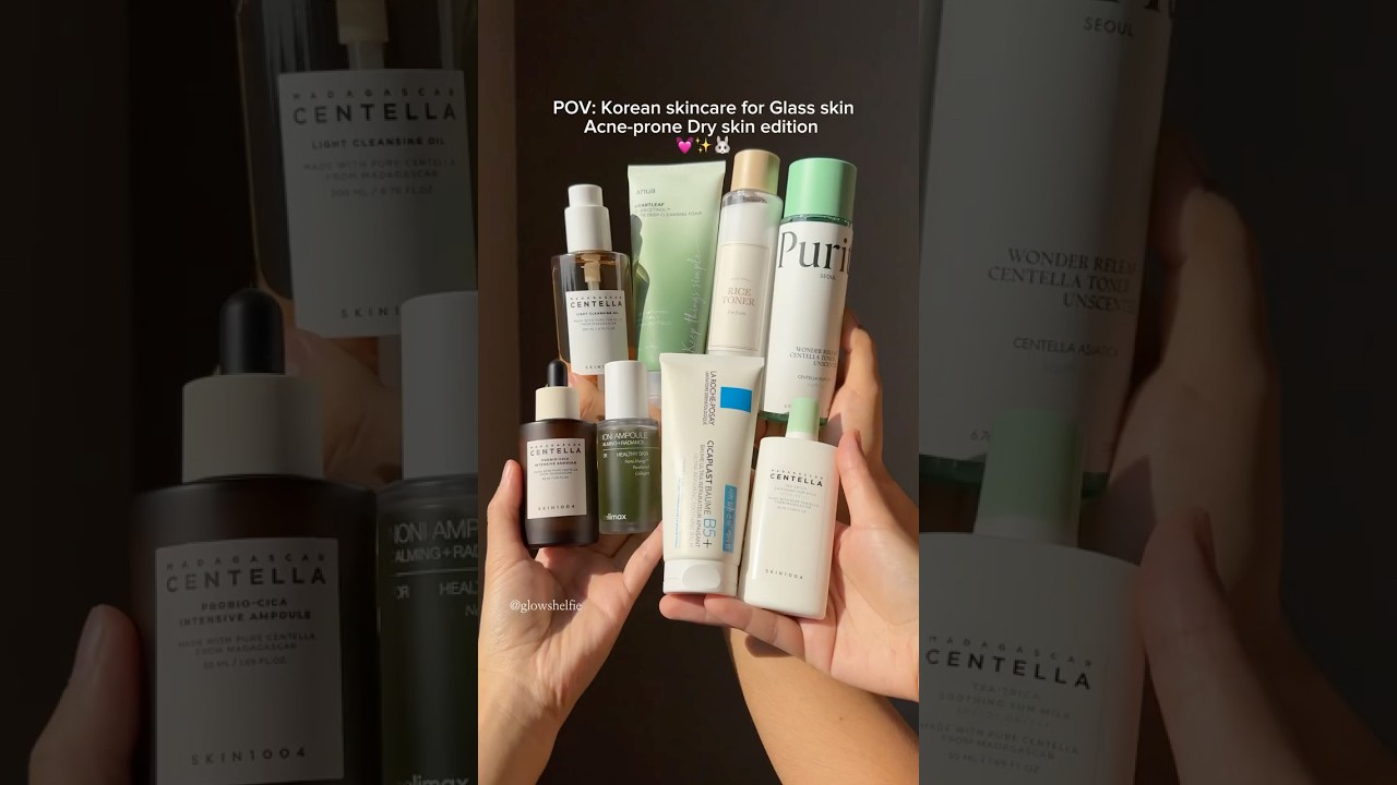 Korean skincare for Dry & Acne prone skin routine 💖✨🐰#dryskin #acneprone #acne #koreanskincare