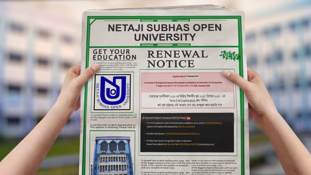 NSOU PG Renewal Notice (Jan 2024 Batch) | NSOU | PG Renewal