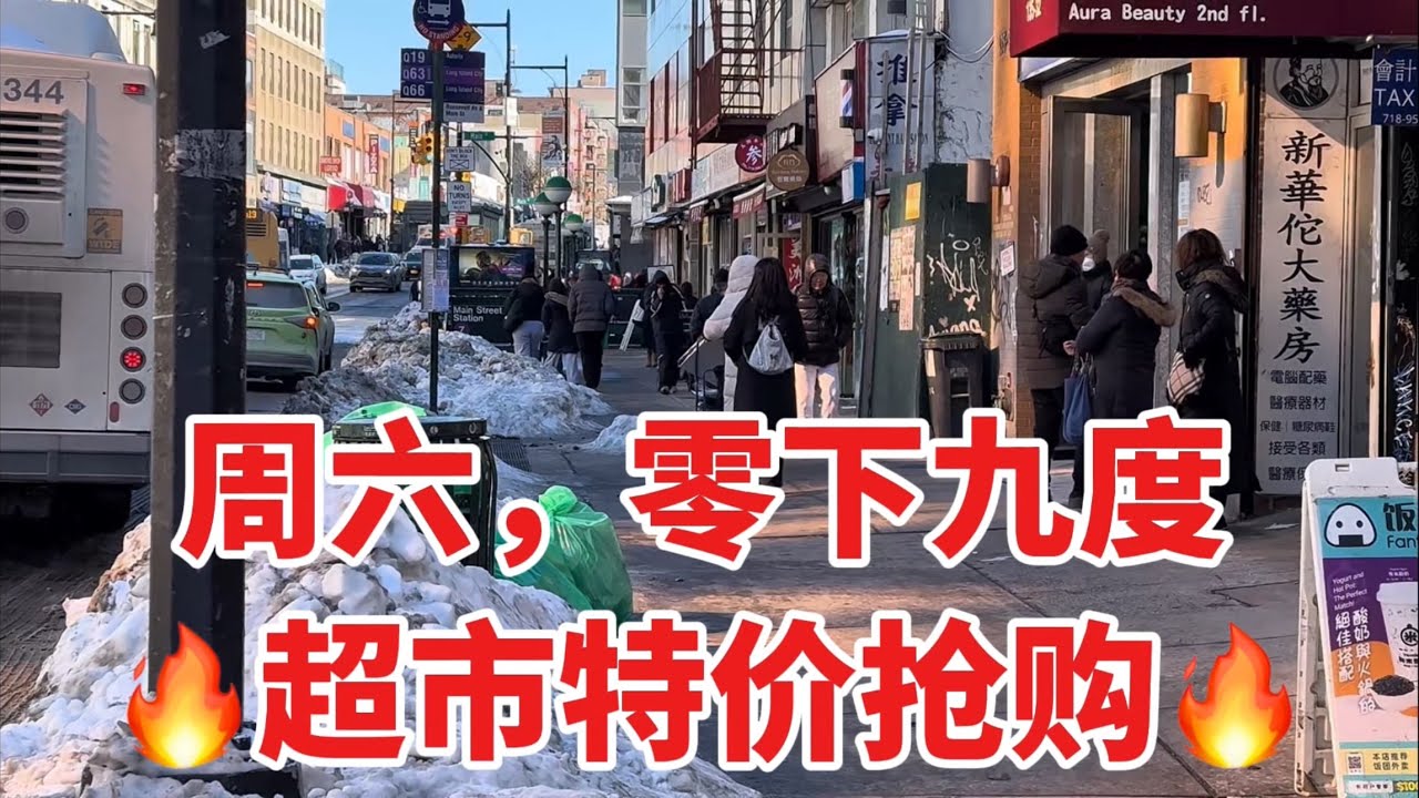 周六，零下九度，超市特价抢购，法拉盛，Elmhurst 