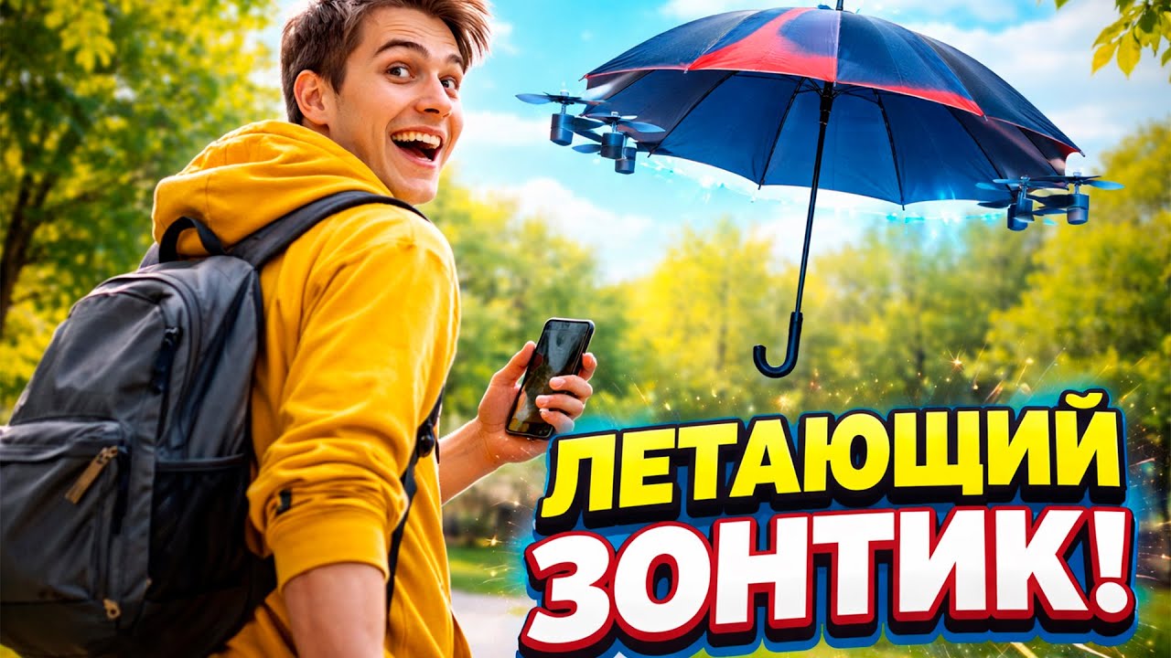 Изобретатель сконструировал зонтик, который летает за человеком.