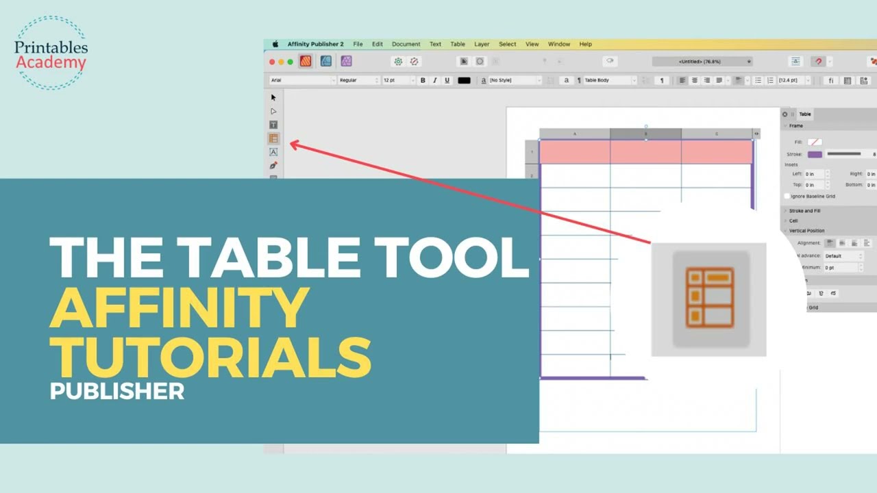 Affinity Publisher - Using the Table Tool and Options
