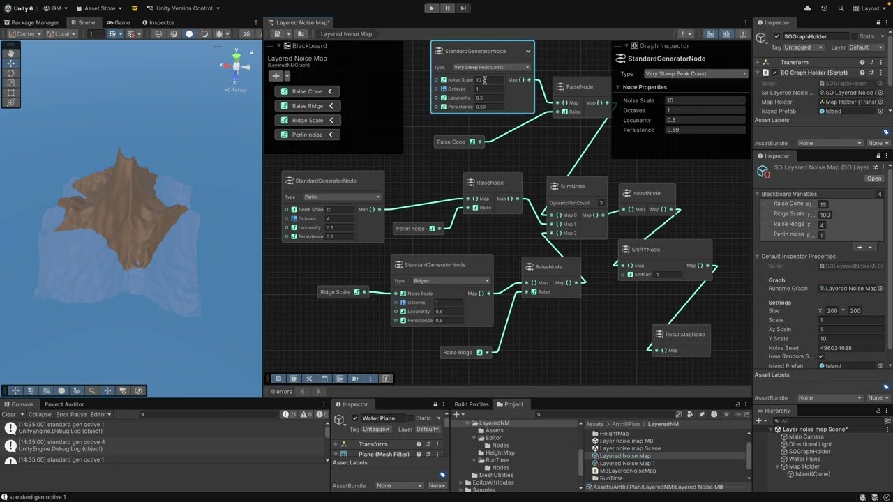 Unity Graph Toolkit intermediate example Layered Noise Map: Overview 1/4