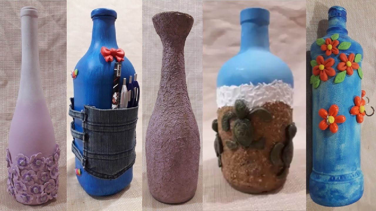 5 IDEIAS DE DECORAÇÃO PARA GARRAFAS/ARTESANATO EM GARRAFAS DE VIDRO/ DIY @lucibuzo