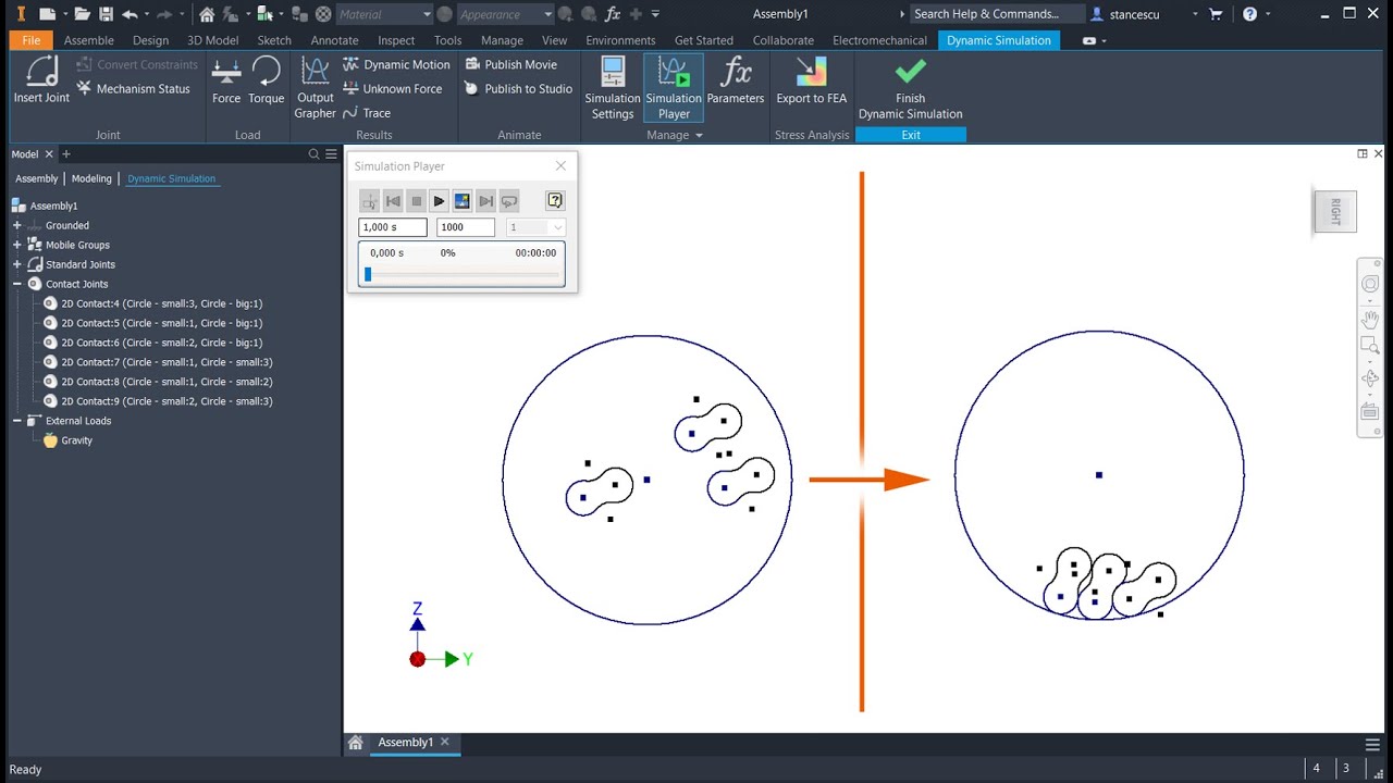 Tutorial Inventor - 191 DYNAMIC SIMULATION ON SKETCHES