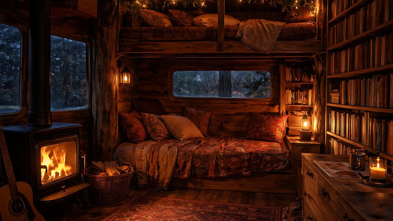 Silent Snow & Crackling Fire | A Cozy Winter Escape, Deep Relaxation