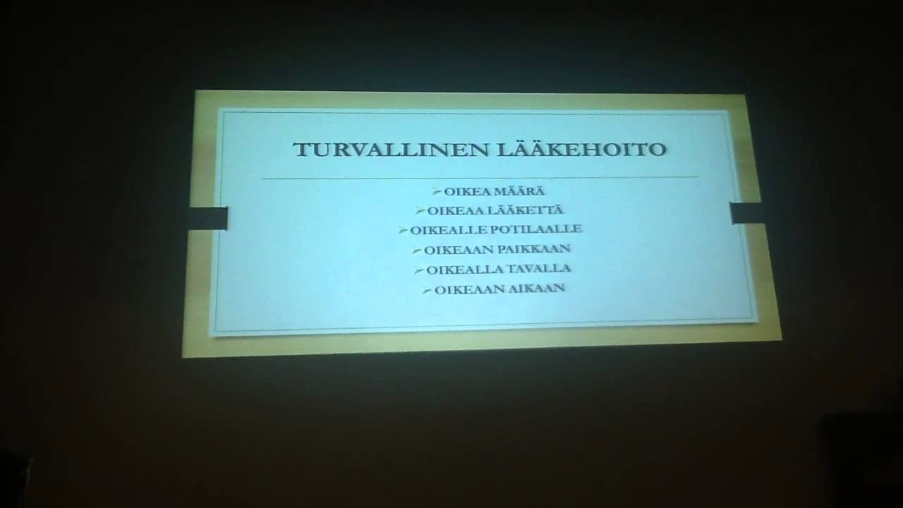 Ik&auml;ihmisten turvallisesta l&auml;&auml;kityksest&auml;. Farmaseutti Veronica Grandlundin luento tammikuu 2015.