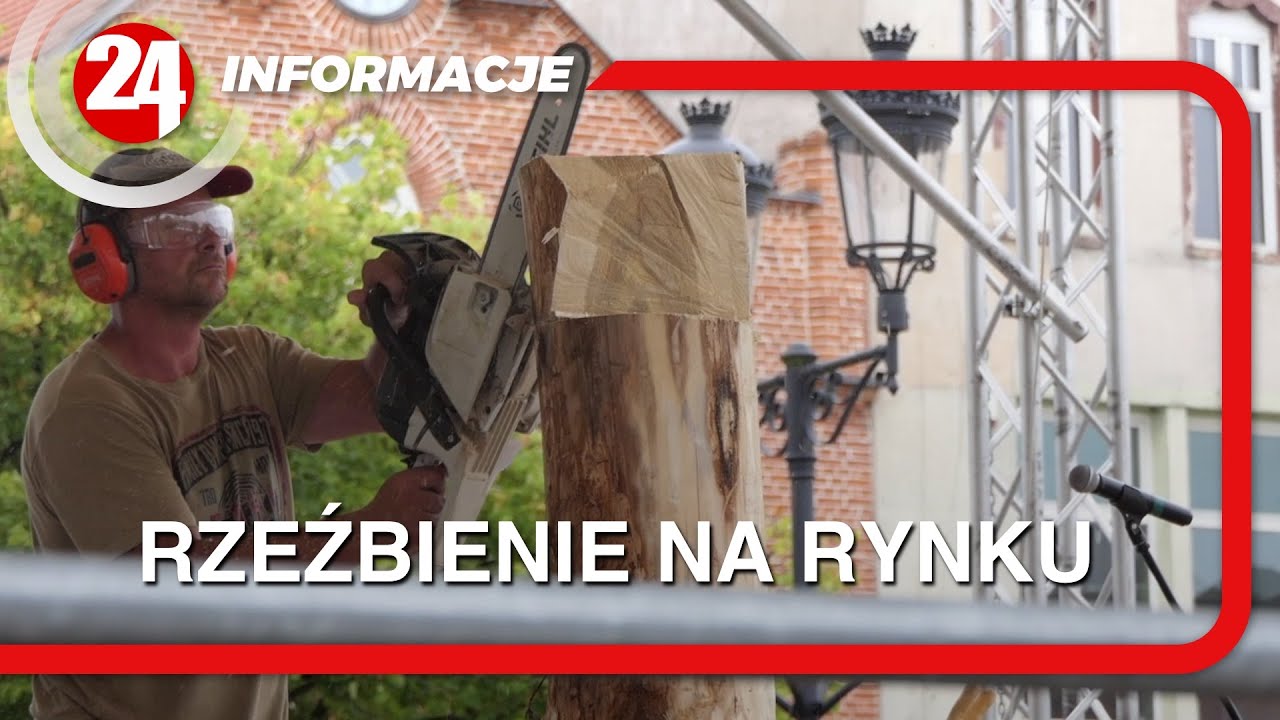 Nietypowy rzeźbiarz na kościerskim rynku