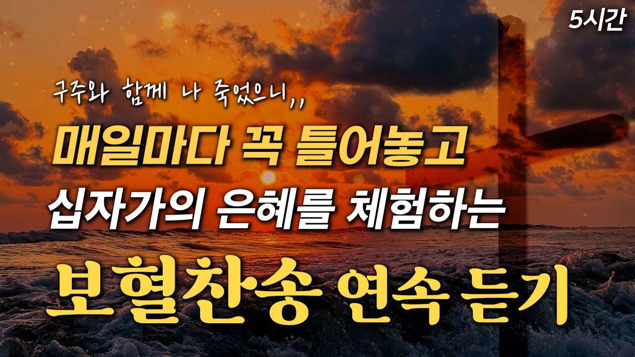 [5시간 보혈찬송] 매일마다 꼭 틀어놓고 십자가의 은혜를 체험하는 보혈찬송 5시간 연속듣기 HYMNS🙏🏻 | 중간광고 없음 | 찬송가 연속듣기, 십자가찬송, 매일찬송, QT