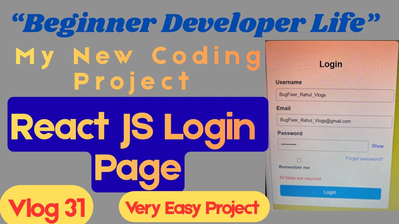 #VLOG 31 | React JS Login Page Project | Complete Project with Source Code | Hindi 🔥