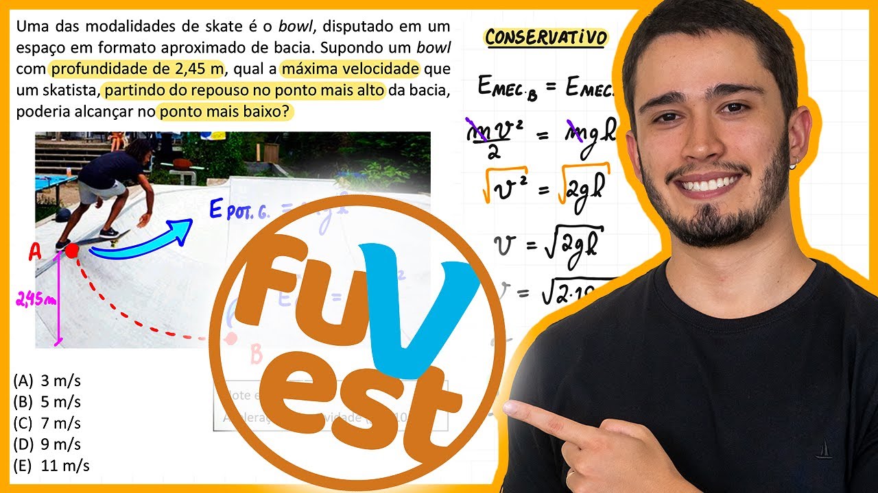 Fuvest 2024 - Uma das modalidades de skate é o bowl, disputado em um espaço em formato aproximado de