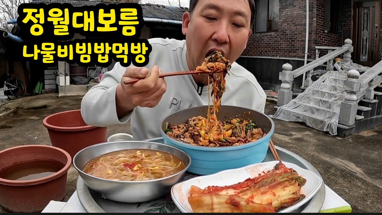정월대보름 나물비빔밥먹방 퇴근후 시골집밥 시골밥상 Jeongwol Daeboreum Namul Bibimbap Mukbang