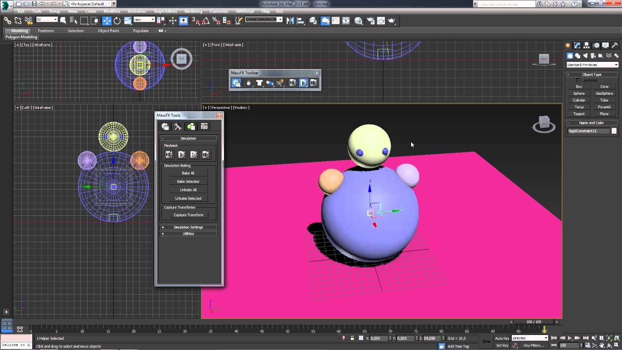 3D Max. Упражнение №32. Ограничения MassFX constraint.