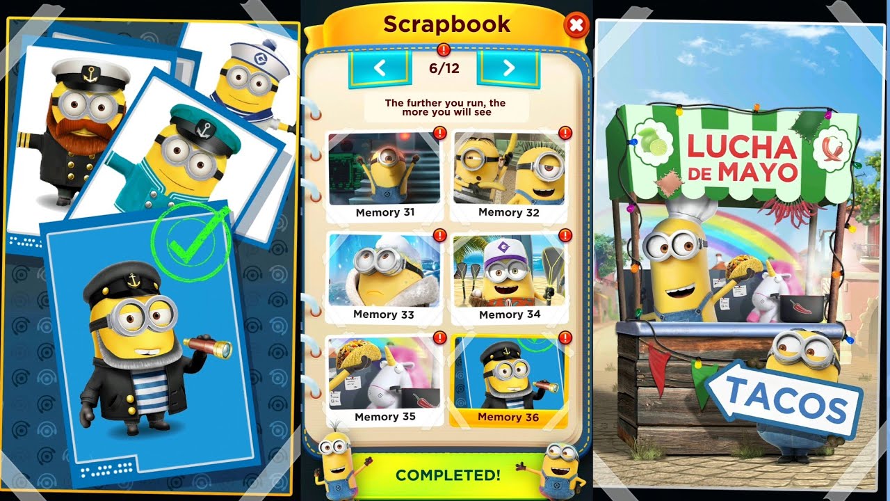 Minion Rush Scrapbook Page 6/12 Completed walkthrough gameplay android ios