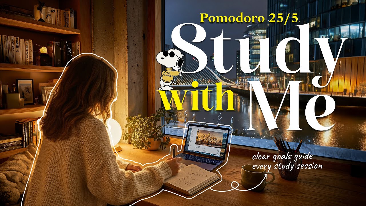 【Study With Me】2 Hour Productive Study / Cozy City Night ✨🌃 / Pomodoro 25–5