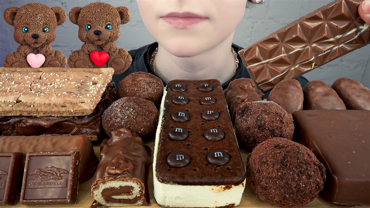 ASMR CHOCOLATE DESSERTS & ICE CREAM MUKBANG *DUBAI BAR, ICE CREAM SANDWICH, COOKIE DOUGH, NUTELLA 먹방